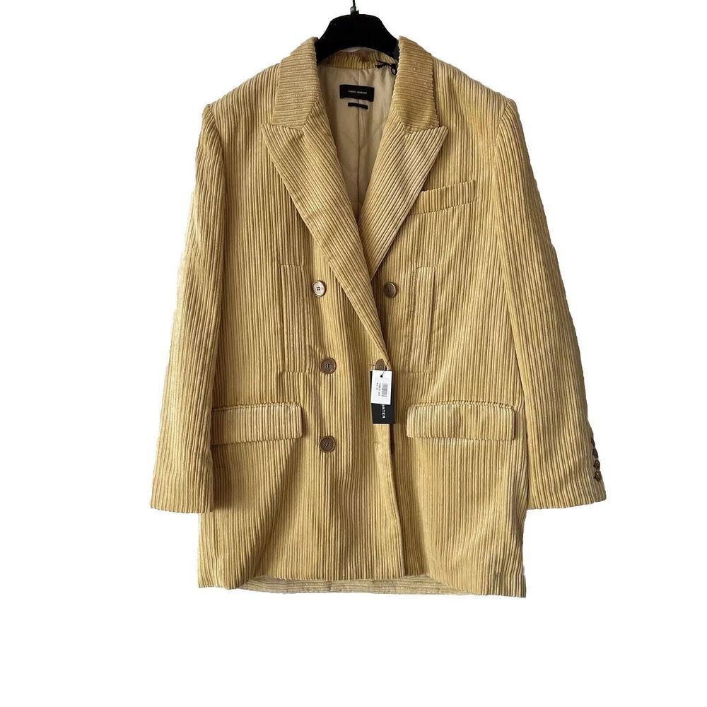 ISABEL MARANT Haneva Double-Breasted Corduroy Blazer Yellow Size 10 US 40 EU